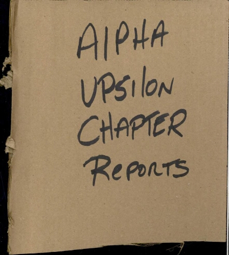 Alpha Upsilon Chapter Reports